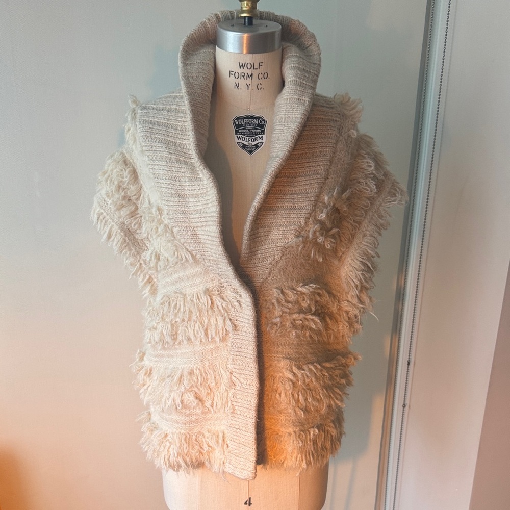Anthropologie Cream Textured Knit Top